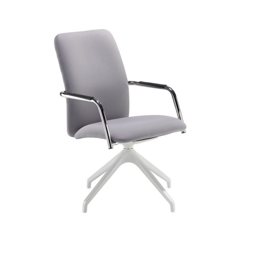 Tuba white pyramid base frame conference chair with fully upholstered back - made to order