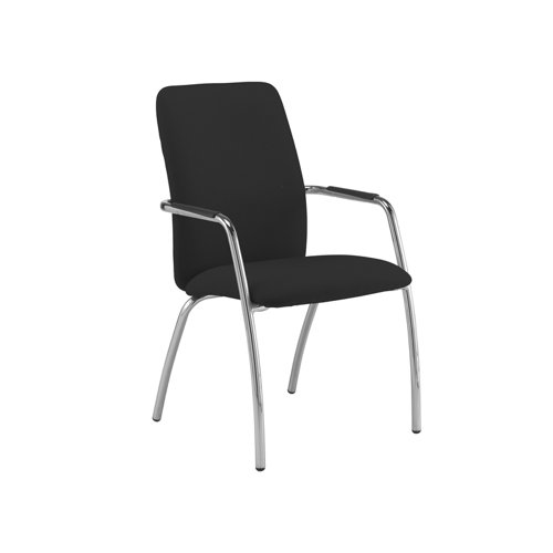 Tuba chrome 4 leg frame conference chair with fully upholstered back - Havana Black