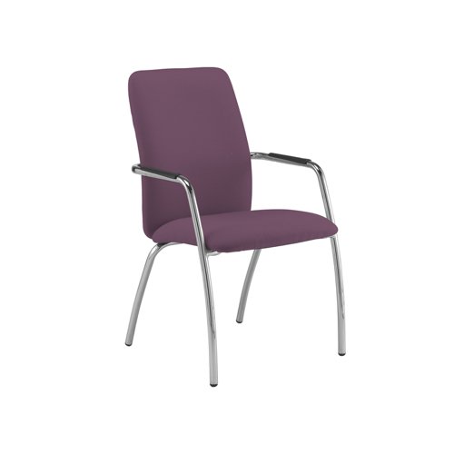 Tuba chrome 4 leg frame conference chair with fully upholstered back - Bridgetown Purple
