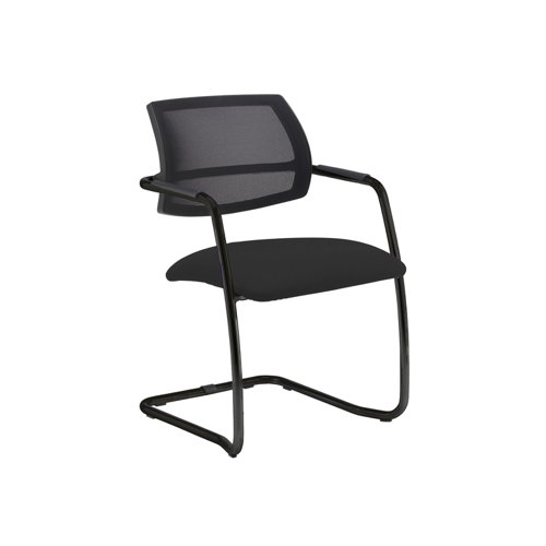 Tuba black cantilever frame conference chair with half mesh back - Havana Black