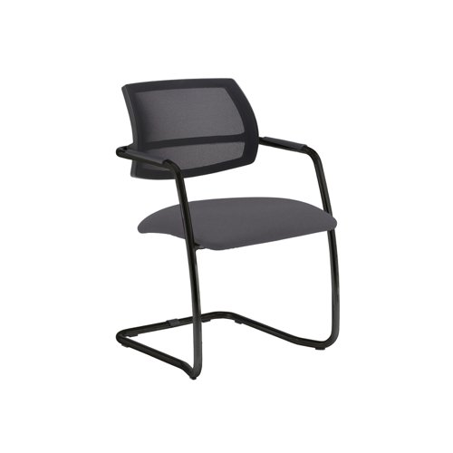 Tuba black cantilever frame conference chair with half mesh back - Blizzard Grey