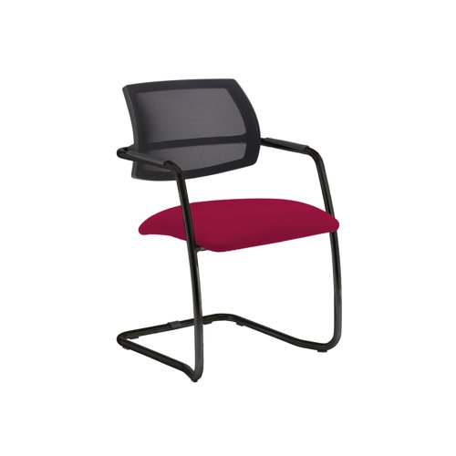 Tuba black cantilever frame conference chair with half mesh back - Diablo Pink