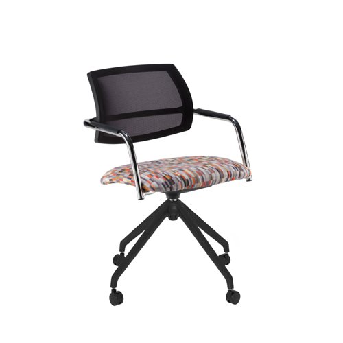 Tuba conference chair with half mesh back and black pyramid base with castors - made to order