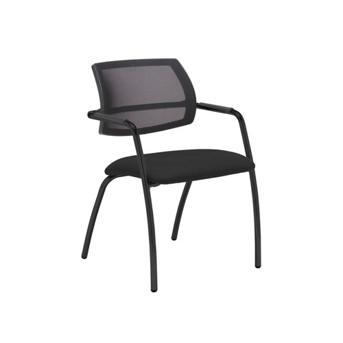 Tuba black 4 leg frame conference chair with half mesh back - Havana Black