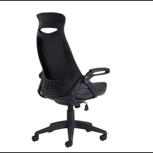 The Tuscan high back managers chair collection has a uniquely shaped back and headrest which ensures the chair adapts to the users back and provides just the right amount of comfort and support. Available in black leather, fully upholstered or with a mesh back and black fabric seat, Tuscan has ample cushioning whilst retaining a modern pillow design with sleek contours.