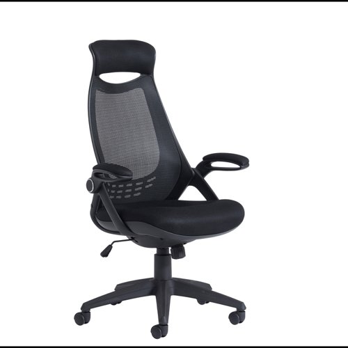 Tuscan High Back Chair - Black Mesh Back/Black Fabric Seat (TUS300T1)