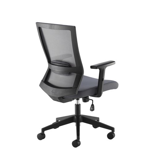 The Travis mesh back operators chair has a sleek design, multiple features and allows the user to enjoy the modern design without compromising on good ergonomic support. The adjustable lumbar support provides the exact amount of back support customised for each individual user, with cushions that contour naturally around your lower body, and a breathable mesh back to keep you comfortable no matter how long you sit.