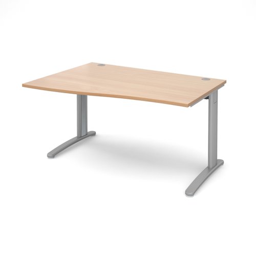 Office Desk Left Hand Wave Desk 1400mm Beech Top With Silver Frame Tr10
