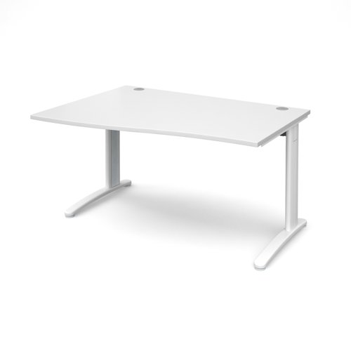TR10 left hand wave desk 1400mm - white frame, white top