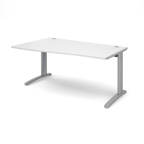 TR10 left hand wave desk 1600mm - silver frame, white top