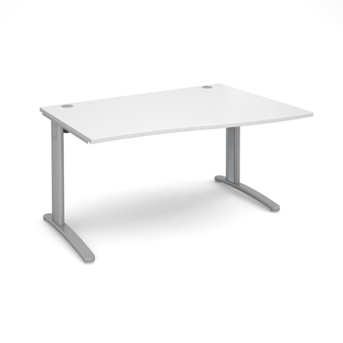 TR10 right hand wave desk 1400mm - silver frame, white top