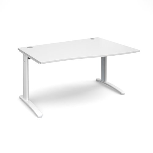 TR10 right hand wave desk 1400mm - white frame, white top