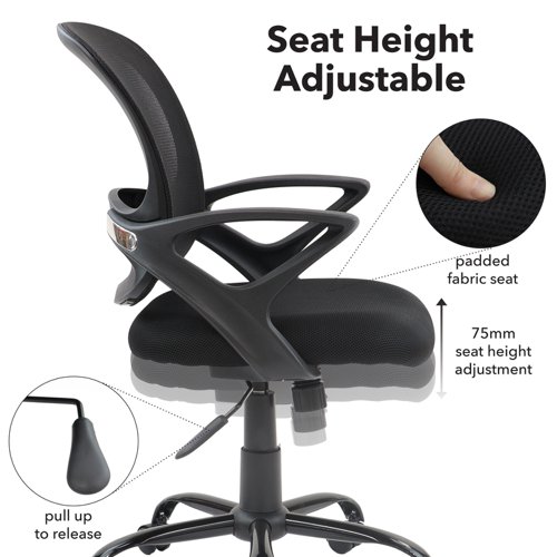 Tyler mesh back operator chair with black frame Office Chairs TYL-300T1-K