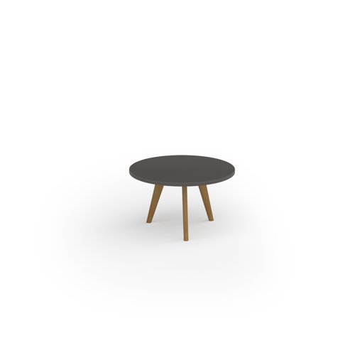 Unity coffee table 800 dia with solid oak leg in onyx grey