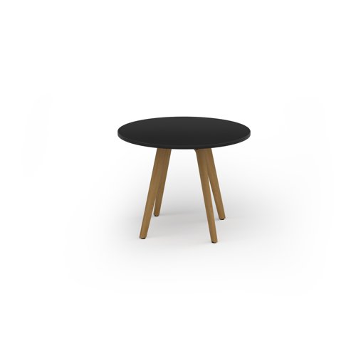 Unity circular dining table 1000 dia with solid oak leg in black
