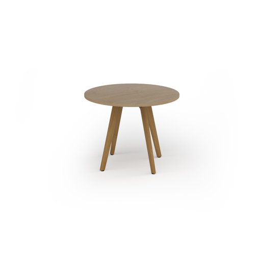 Unity circular dining table 1000 dia with solid oak leg in kendal oak