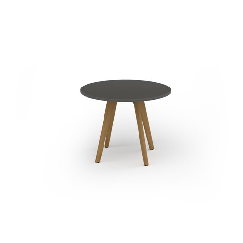 Unity circular dining table 1000 dia with solid oak leg in onyx grey
