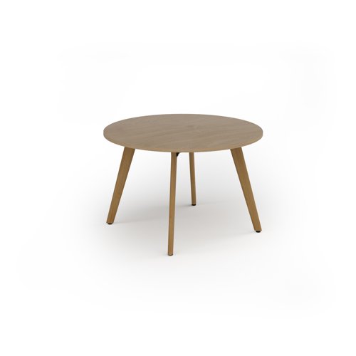 Unity circular dining table 1200 dia with solid oak leg in kendal oak