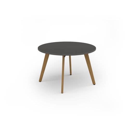 Unity circular dining table 1200 dia with solid oak leg in onyx grey