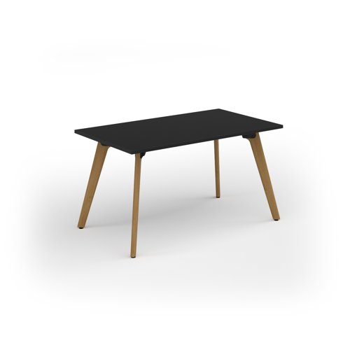 Unity dining table 1400w x 800d with 4x solid oak legs, top in black