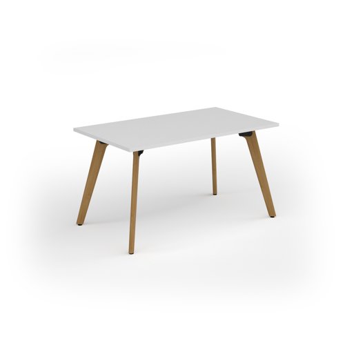 Unity dining table 1400w x 800d with 4x solid oak legs, top in white
