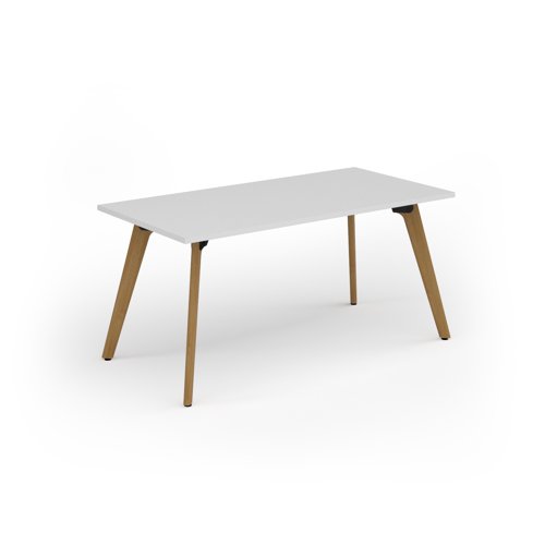 Unity dining table 1600w x 800d with 4x solid oak legs, top in white