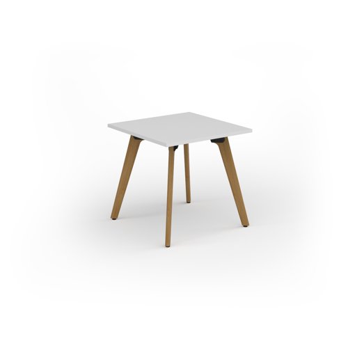Unity dining table 800w x 800d with 4x solid oak legs, top in white