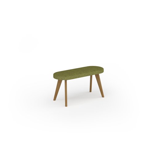 Unity low rectangular upholstered stool 1200w x 400d with solid oak legs