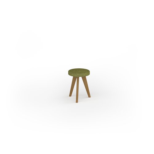 Unity low upholstered stool 400dia with solid oak legs