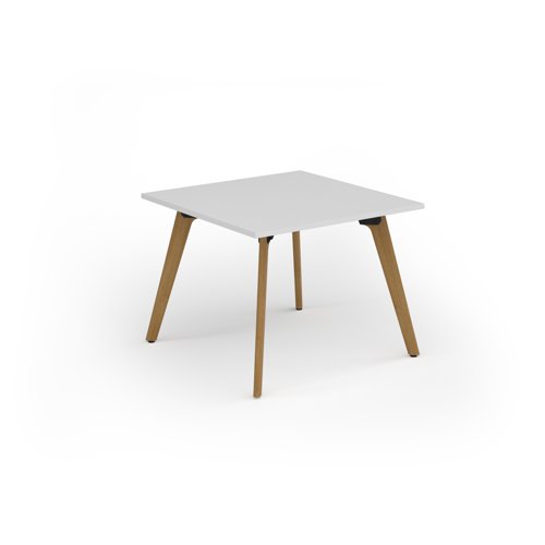 Unity worktable 1000w x 1000d with 4x solid oak legs, top in white