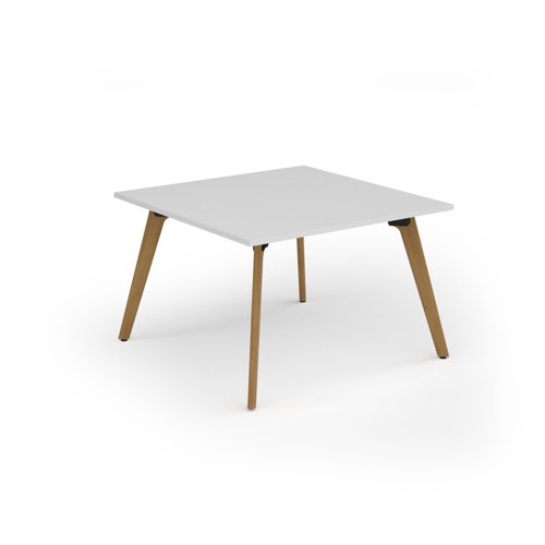 Unity worktable 1200w x 1200d with 4x solid oak legs, top in white