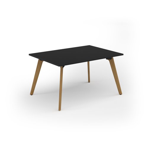 Unity worktable 1400w x 1000d with 4x solid oak legs, top in black