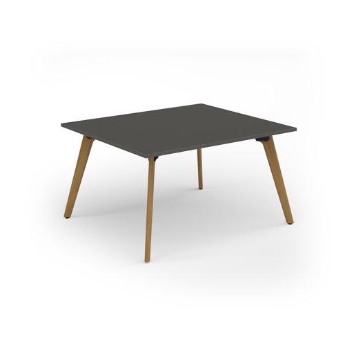 Unity worktable 1400w x 1200d with 4x solid oak legs, top in onyx grey