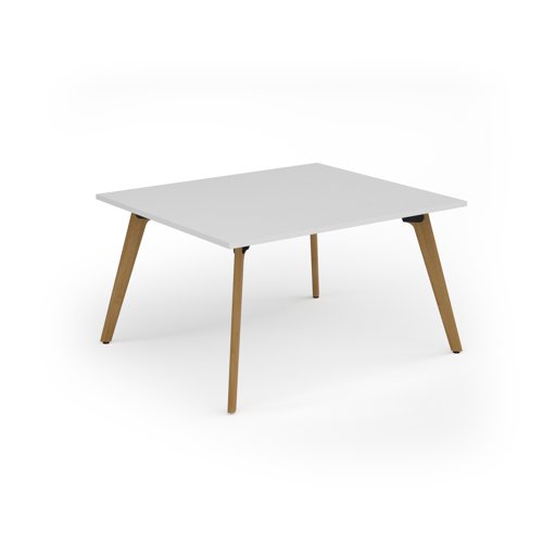 Unity worktable 1400w x 1200d with 4x solid oak legs, top in white