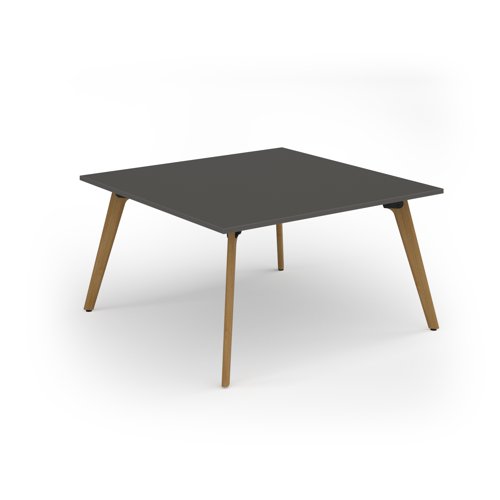 Unity worktable 1400w x 1400d with 4x solid oak legs, top in onyx grey