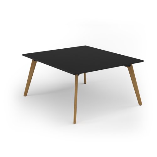 Unity worktable 1400w x 1600d with 4x solid oak legs, top in black