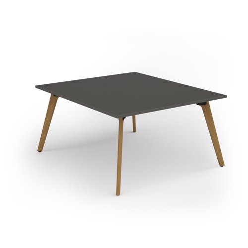 Unity worktable 1400w x 1600d with 4x solid oak legs, top in onyx grey