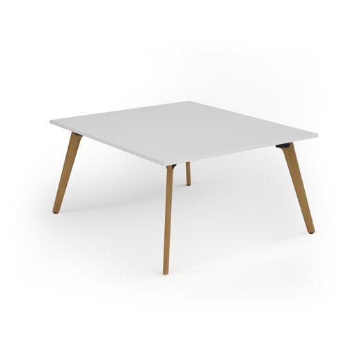 Unity worktable 1400w x 1600d with 4x solid oak legs, top in white