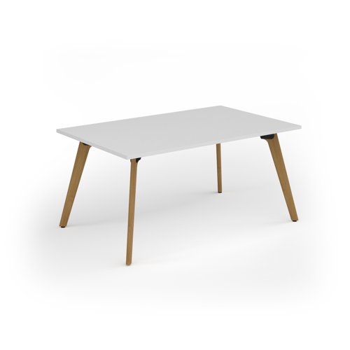 Unity worktable 1600w x 1000d with 4x solid oak legs, top in white