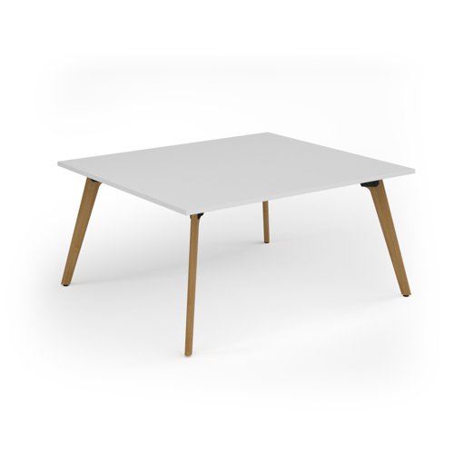 Unity worktable 1600w x 1400d with 4x solid oak legs, top in white