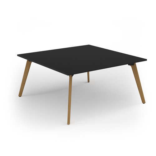 Unity worktable 1600w x 1600d with 4x solid oak legs, top in black