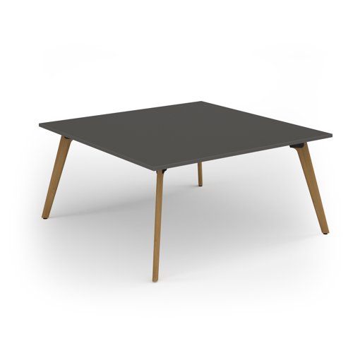 Unity worktable 1600w x 1600d with 4x solid oak legs, top in onyx grey