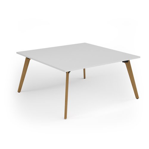 Unity worktable 1600w x 1600d with 4x solid oak legs, top in white