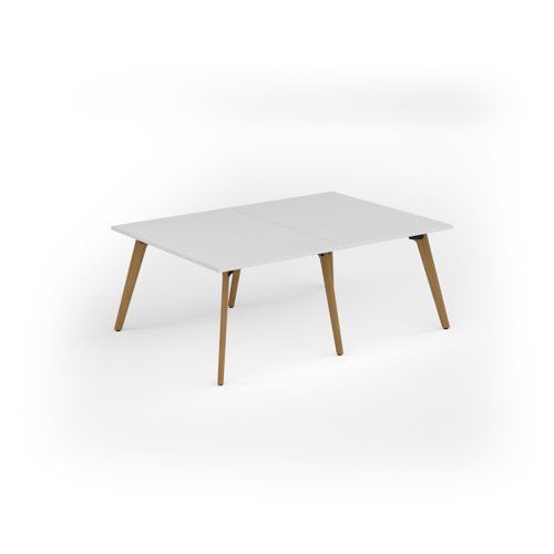 Unity worktable 2000w x 1400d with 4x solid oak legs, top in white