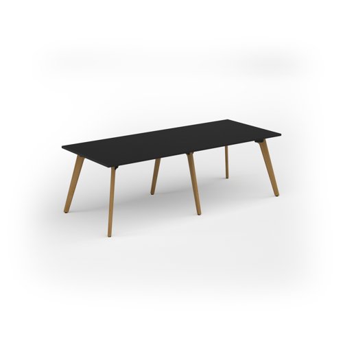 Unity worktable 2400w x 1000d with 4x solid oak legs, top in black