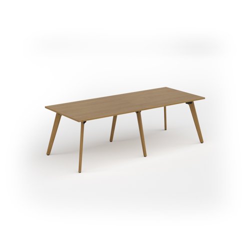 Unity worktable 2400w x 1000d with 4x solid oak legs, top in oak