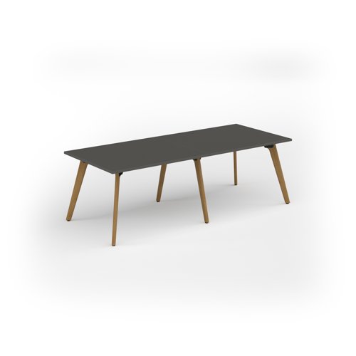Unity worktable 2400w x 1000d with 4x solid oak legs, top in onyx grey