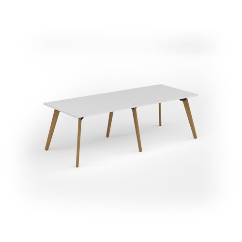 Unity worktable 2400w x 1000d with 4x solid oak legs, top in white