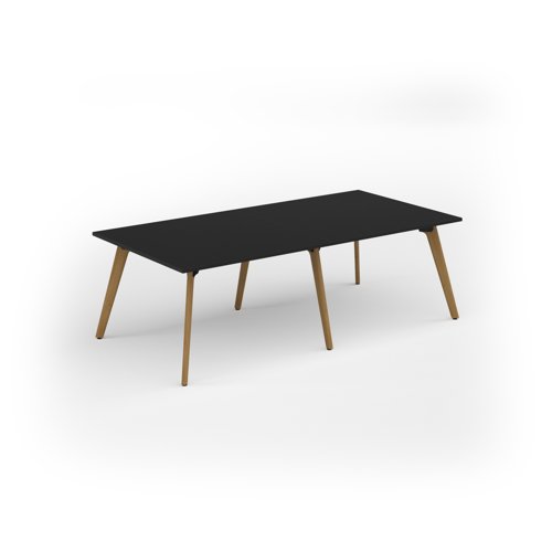 Unity worktable 2400w x 1200d with 4x solid oak legs, top in black