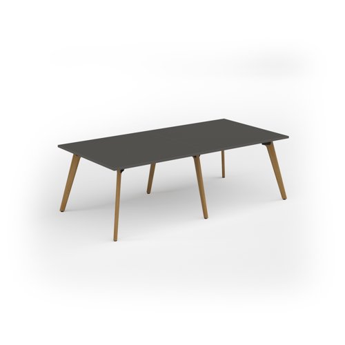 Unity worktable 2400w x 1200d with 4x solid oak legs, top in onyx grey